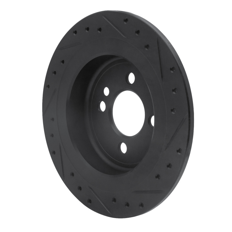 Picture of R1 09-14 Mini Cooper (Excl Clubman) Rear Left Drilled & Slotted Black Brake Rotor