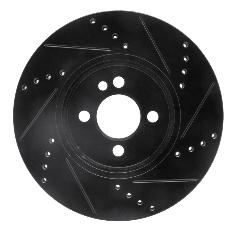 Picture of R1 07-15 Mini Cooper (Excl Clubman) Front Left Drilled & Slotted Black Brake Rotor