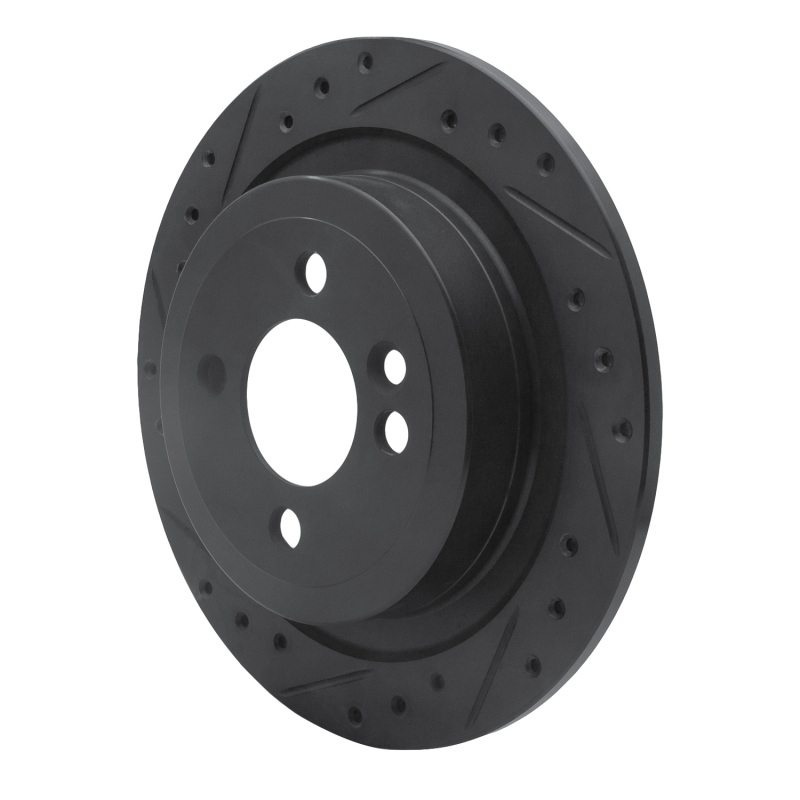 Picture of R1 09-14 Mini Cooper (Excl Clubman) Rear Left Drilled & Slotted Black Brake Rotor