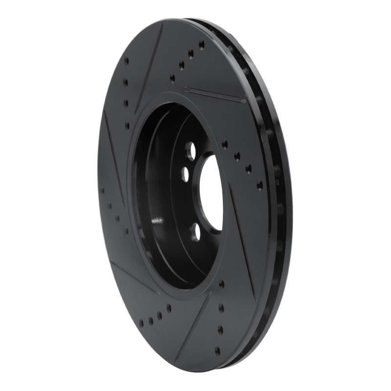 Picture of R1 07-15 Mini Cooper (Excl Clubman) Front Right Drilled & Slotted Black Brake Rotor