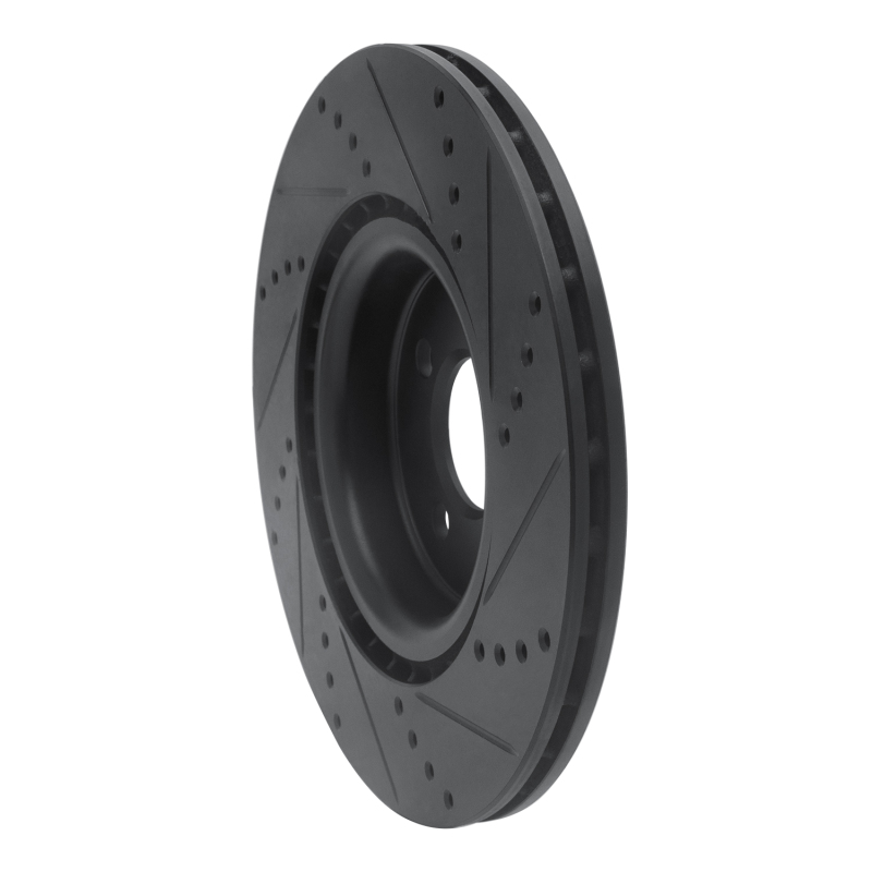Picture of R1 09-14 Mini Cooper (Excl Clubman) Front Left Drilled & Slotted Black Brake Rotor