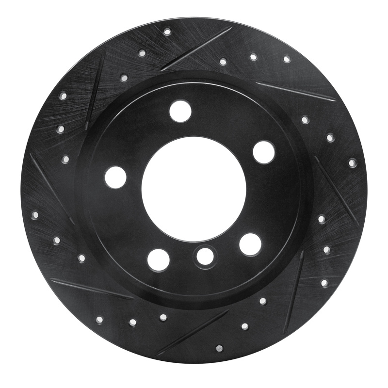 Picture of R1 11-16 Mini Cooper Paceman Rear Left Drilled & Slotted Black Brake Rotor