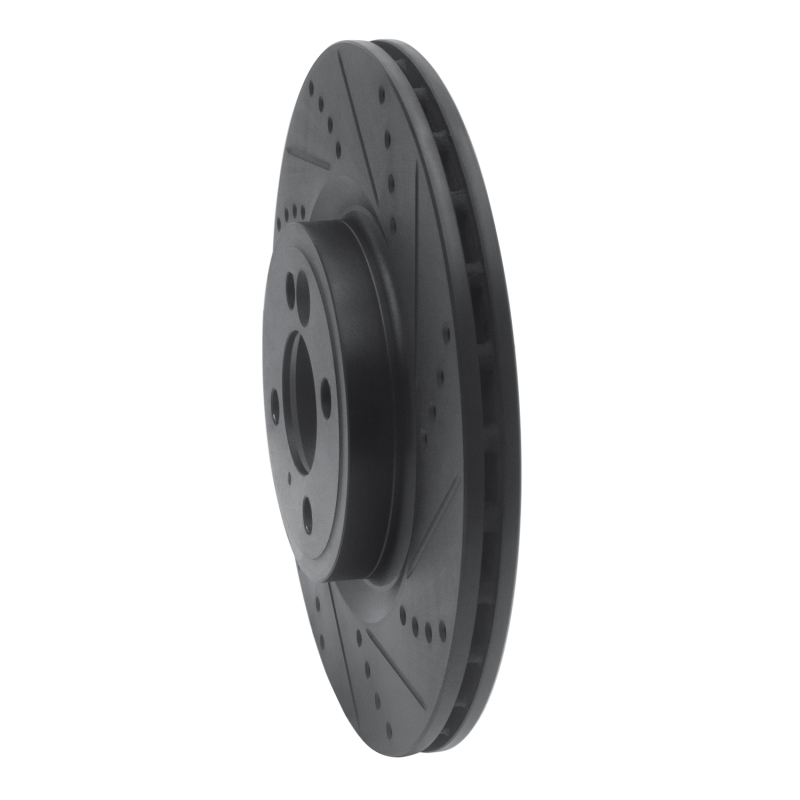 Picture of R1 09-14 Mini Cooper (Excl Clubman) Front Right Drilled & Slotted Black Brake Rotor