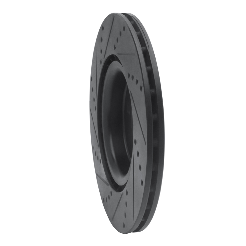 Picture of R1 09-14 Mini Cooper (Excl Clubman) Front Right Drilled & Slotted Black Brake Rotor