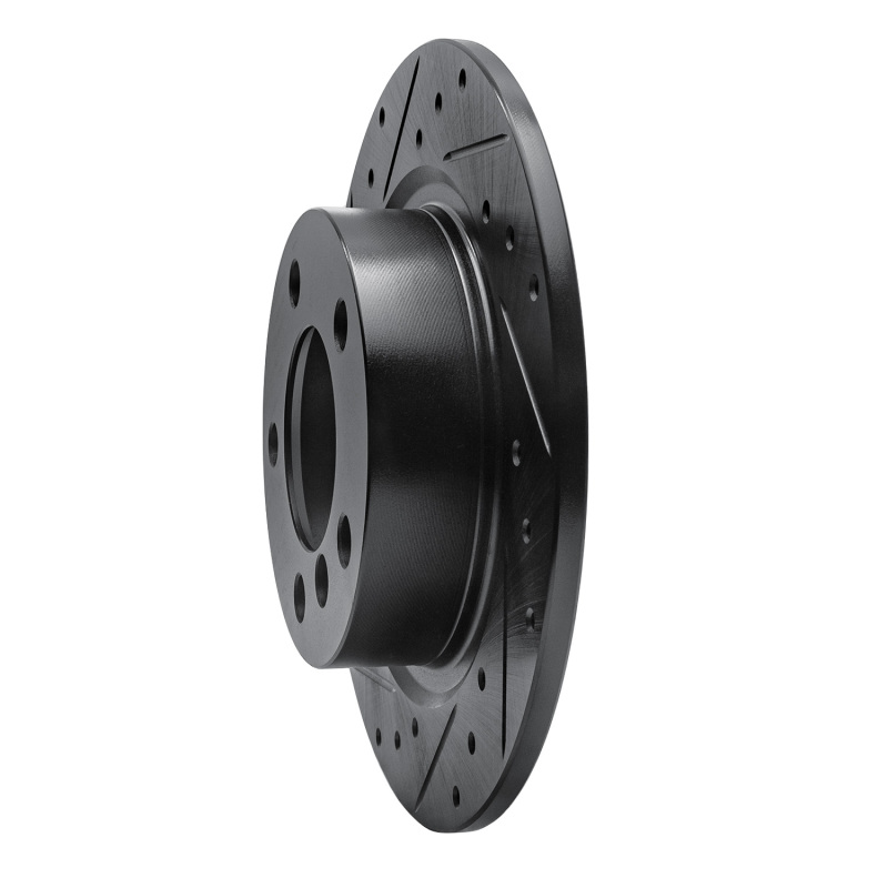 Picture of R1 11-16 Mini Cooper Paceman Rear Left Drilled & Slotted Black Brake Rotor