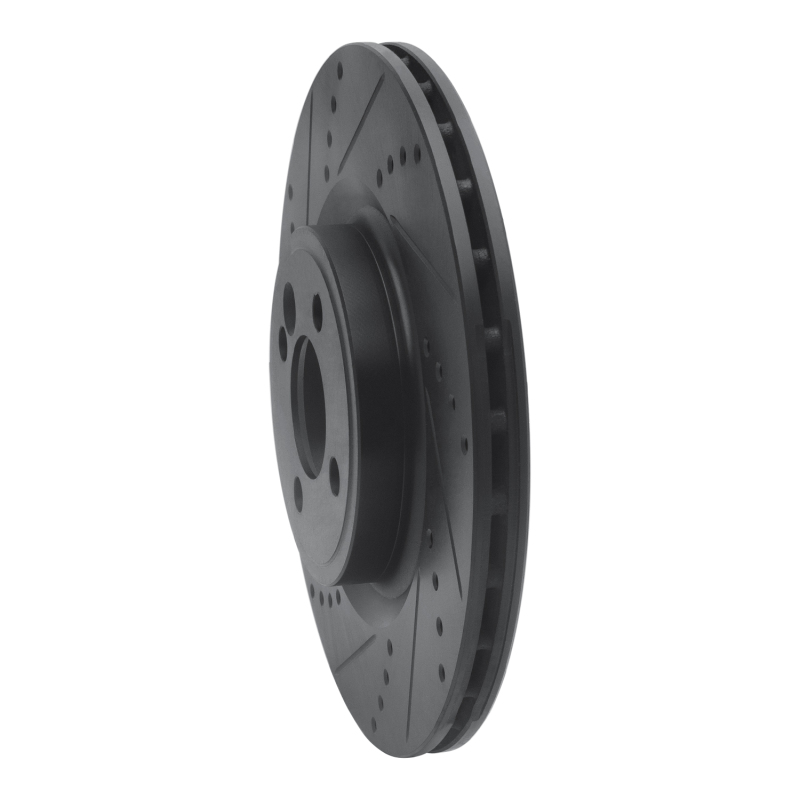 Picture of R1 09-14 Mini Cooper (Excl Clubman) Front Left Drilled & Slotted Black Brake Rotor