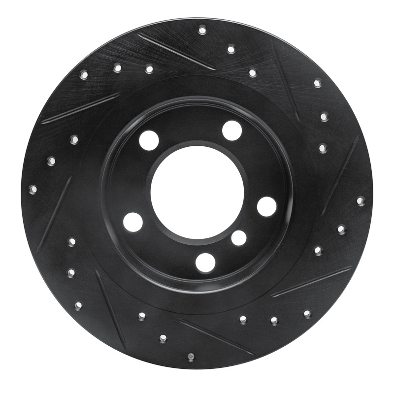Picture of R1 11-16 Mini Cooper Paceman Rear Left Drilled & Slotted Black Brake Rotor