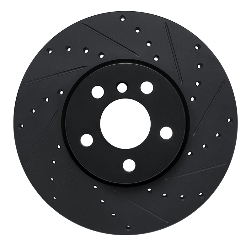 Picture of R1 16-24 Mini Cooper (Excl Clubman) Front Right Drilled & Slotted Black Brake Rotor