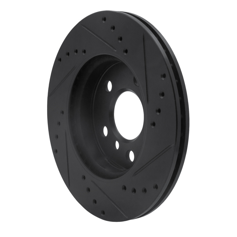 Picture of R1 14-24 Mini Cooper (Excl Clubman) Front Left Drilled & Slotted Black Brake Rotor