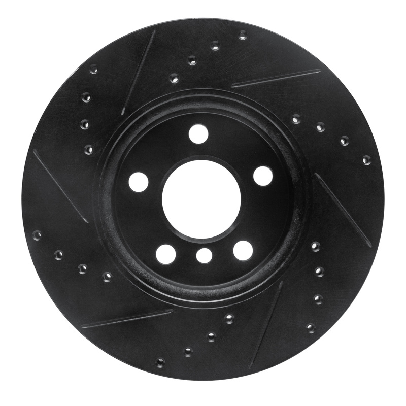 Picture of R1 14-21 Mini Cooper Clubman Front Right Drilled & Slotted Black Brake Rotor