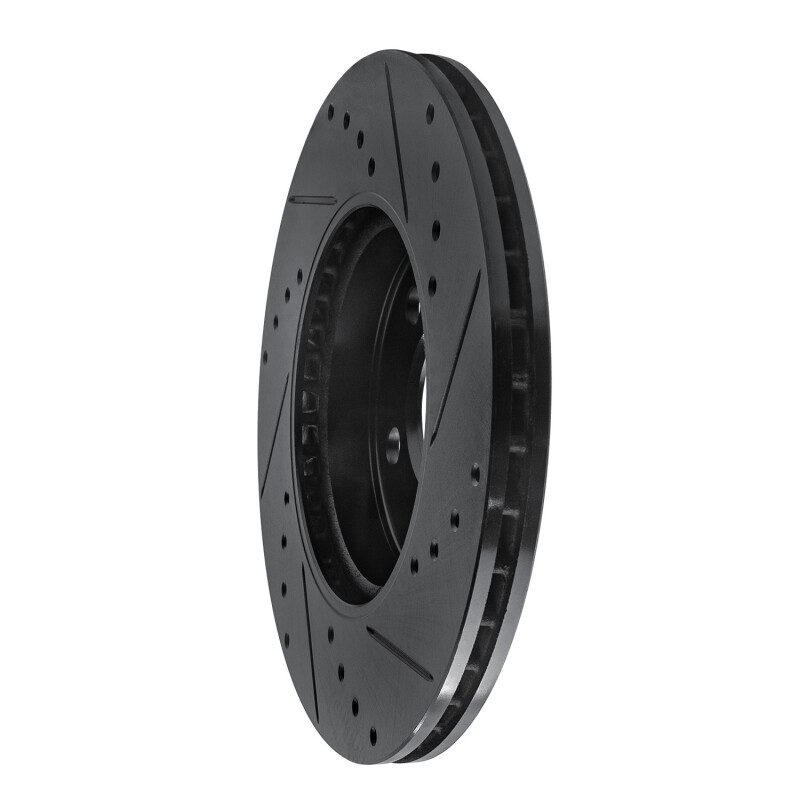 Picture of R1 14-21 Mini Cooper (Excl Clubman) Front Left Drilled & Slotted Black Brake Rotor