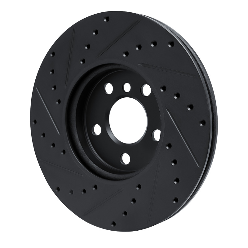 Picture of R1 16-24 Mini Cooper (Excl Clubman) Front Right Drilled & Slotted Black Brake Rotor