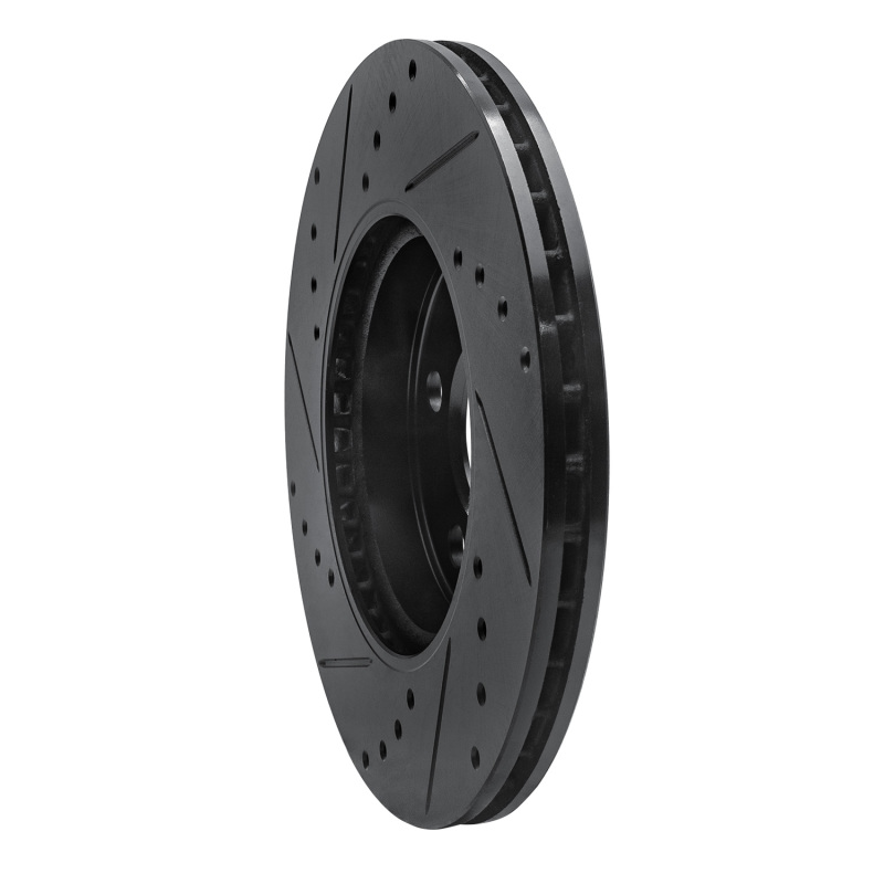 Picture of R1 14-21 Mini Cooper Clubman Front Right Drilled & Slotted Black Brake Rotor