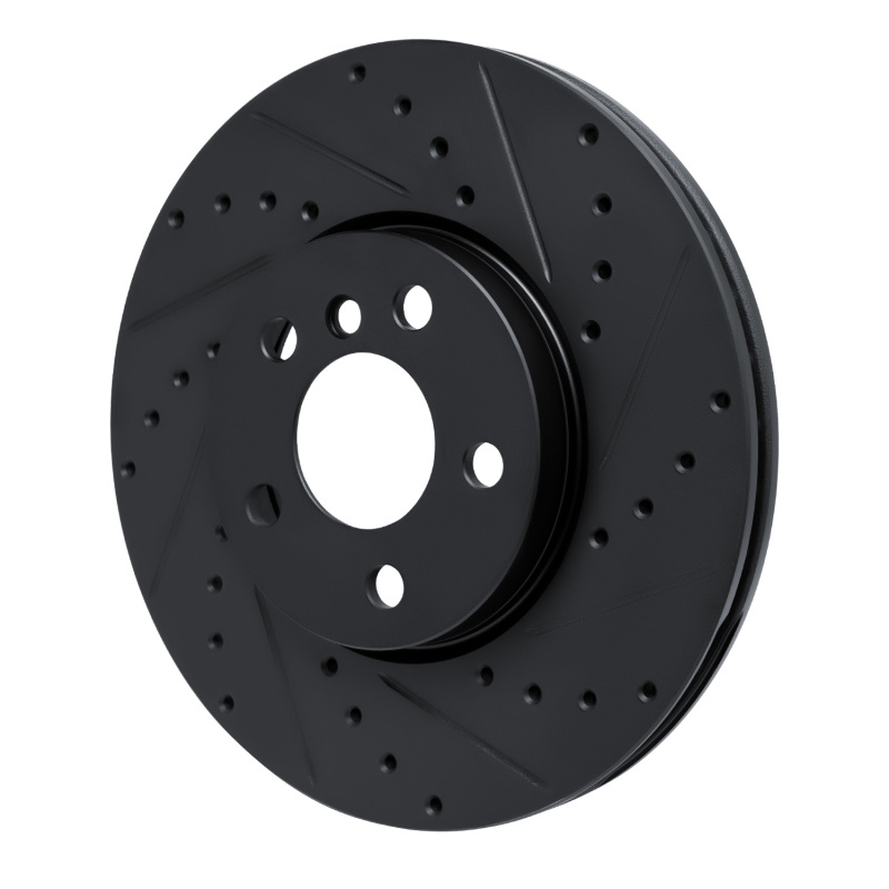 Picture of R1 16-24 Mini Cooper (Excl Clubman) Front Right Drilled & Slotted Black Brake Rotor