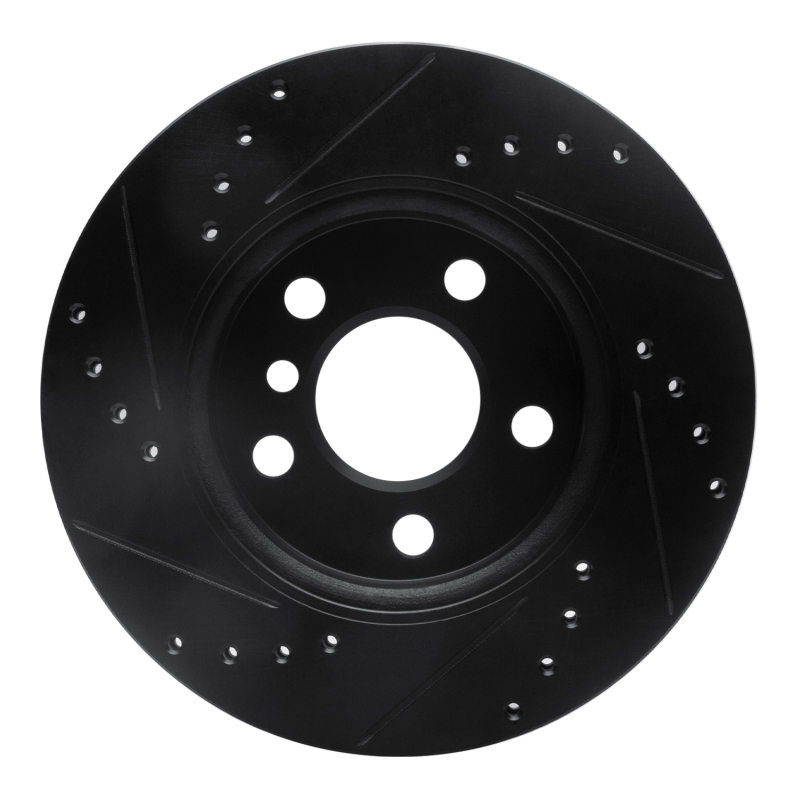 Picture of R1 14-24 Mini Cooper (Excl Clubman) Front Right Drilled & Slotted Black Brake Rotor