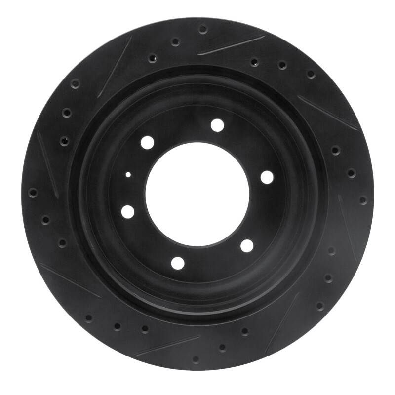 Picture of R1 92-04 Acura SLX Rear Right Drilled & Slotted Black Brake Rotor