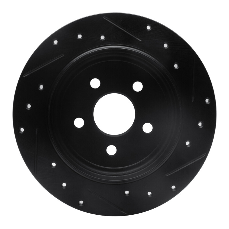 Picture of R1 88-95 Chrysler New Yorker Rear Left Drilled & Slotted Black Brake Rotor