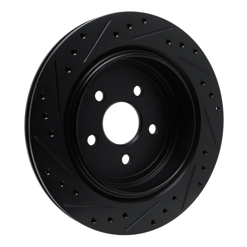 Picture of R1 89-95 Chrysler LeBaron Rear Right Drilled & Slotted Black Brake Rotor