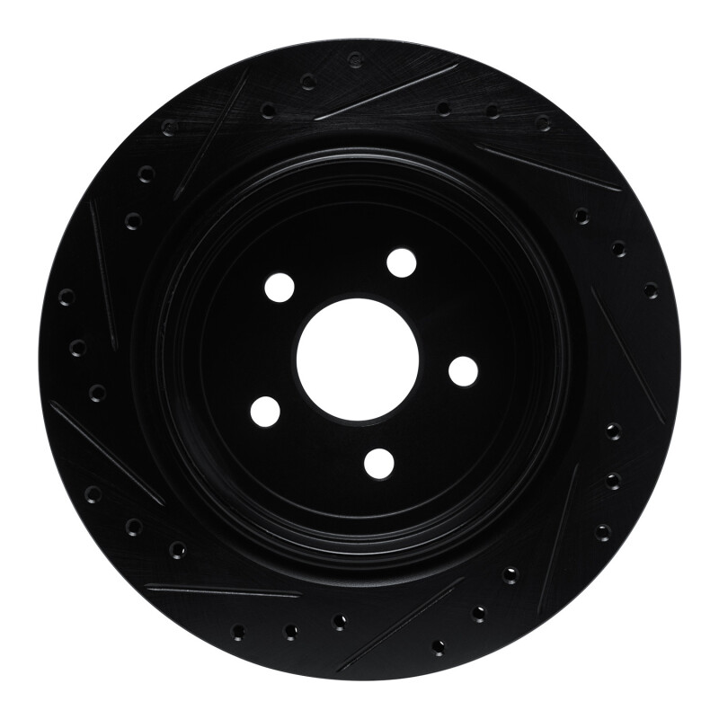 Picture of R1 89-95 Chrysler LeBaron Rear Right Drilled & Slotted Black Brake Rotor