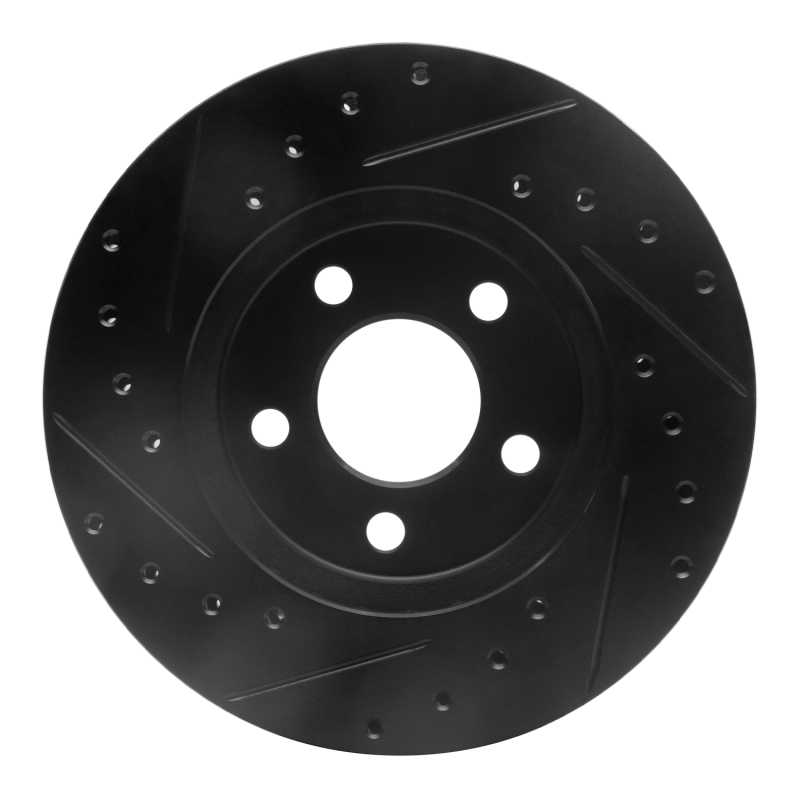 Picture of R1 95-00 Chrysler Sebring Front Right Drilled & Slotted Black Brake Rotor