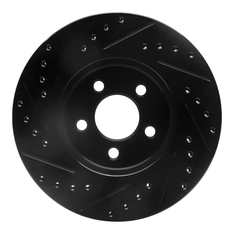 Picture of R1 95-06 Chrysler CIRRUS Front Right Drilled & Slotted Black Brake Rotor