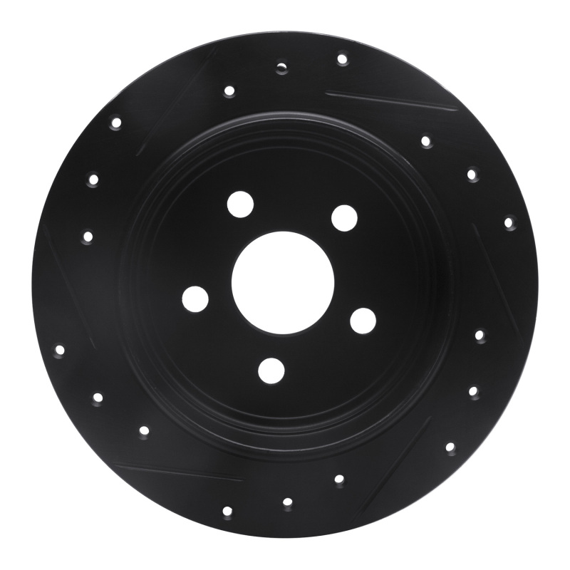 Picture of R1 95-07 Chrysler CIRRUS Rear Right Drilled & Slotted Black Brake Rotor
