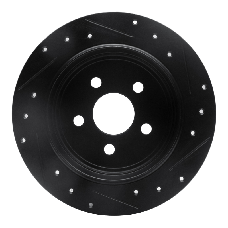 Picture of R1 95-07 Chrysler Sebring Rear Left Drilled & Slotted Black Brake Rotor
