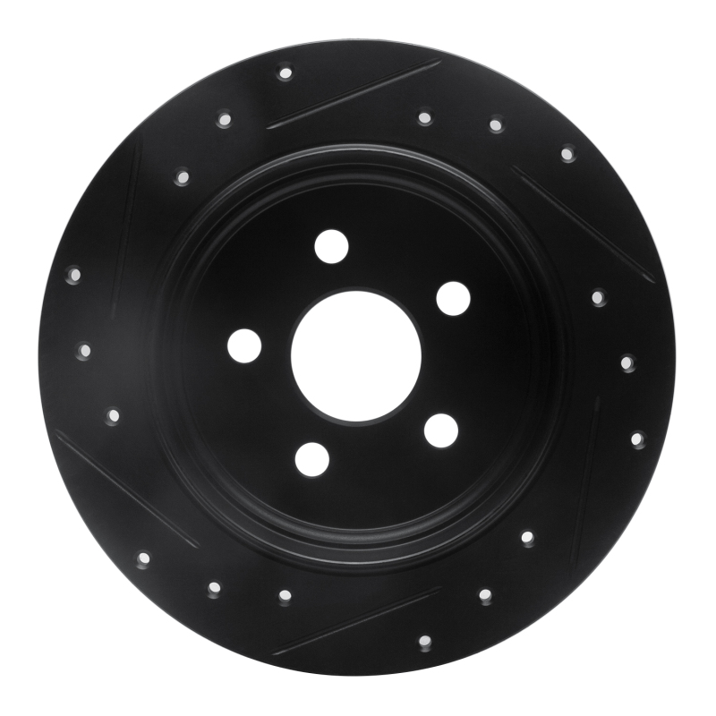 Picture of R1 03-10 Chrysler PT Cruiser Rear Right Drilled & Slotted Black Brake Rotor