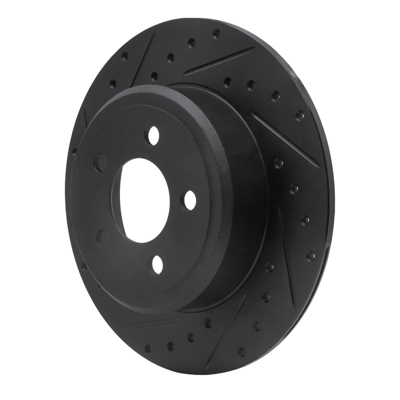 Picture of R1 05-23 Chrysler 300 Rear Left Drilled & Slotted Black Brake Rotor