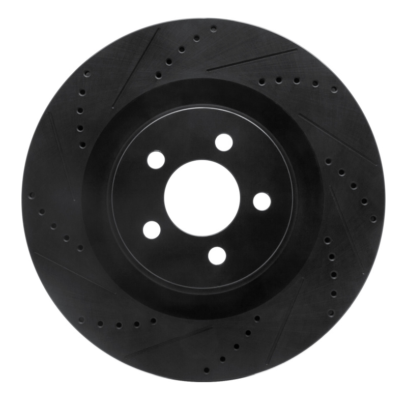 Picture of R1 05-23 Chrysler 300 Front Left Drilled & Slotted Black Brake Rotor