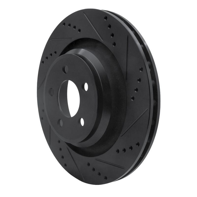 Picture of R1 05-23 Chrysler 300 Rear Right Drilled & Slotted Black Brake Rotor