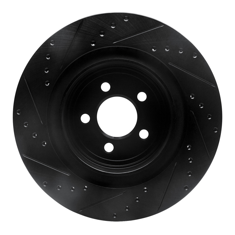 Picture of R1 06-23 Dodge Charger Rear Right Drilled & Slotted Black Brake Rotor