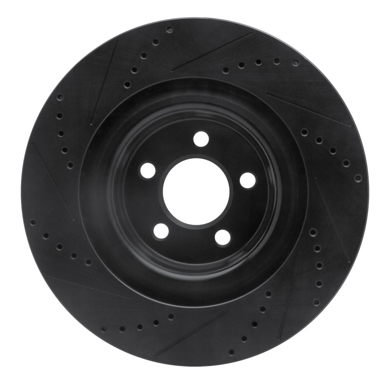 Picture of R1 05-23 Chrysler 300 Front Left Drilled & Slotted Black Brake Rotor