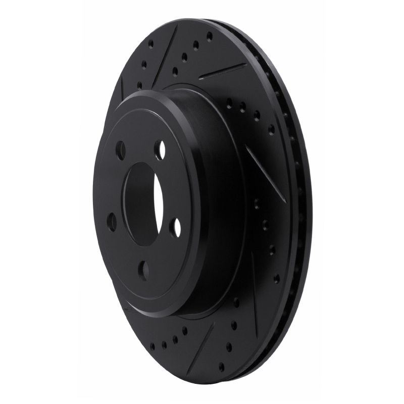 Picture of R1 05-23 Chrysler 300 Rear Left Drilled & Slotted Black Brake Rotor