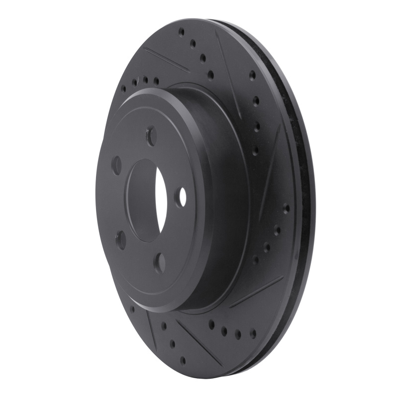 Picture of R1 05-23 Chrysler 300 Rear Right Drilled & Slotted Black Brake Rotor