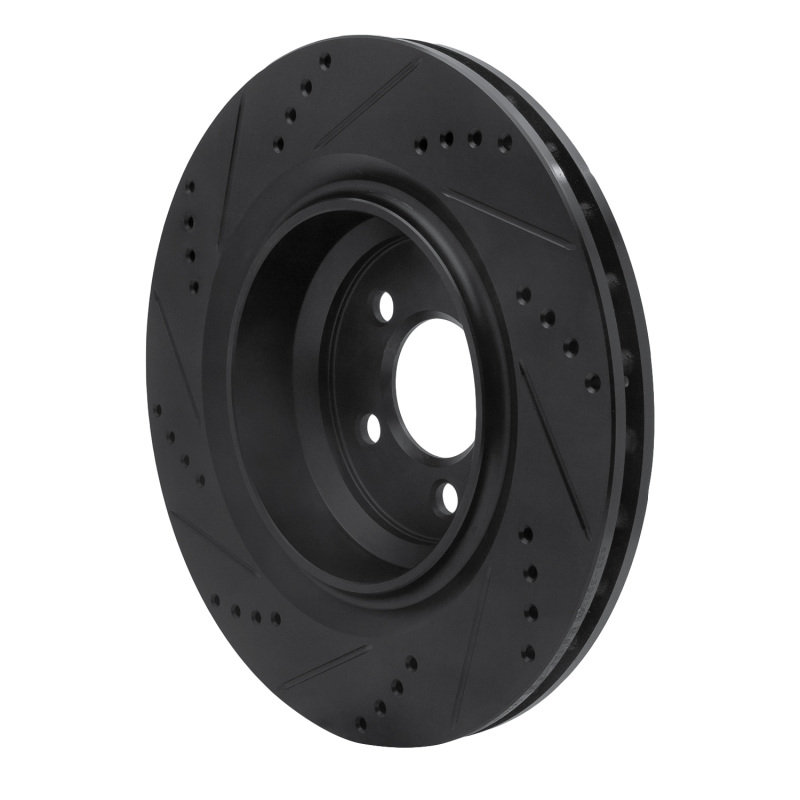 Picture of R1 05-23 Chrysler 300 Rear Right Drilled & Slotted Black Brake Rotor
