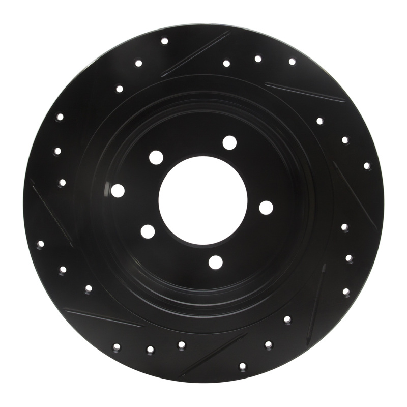 Picture of R1 07-17 Chrysler Sebring Rear Right Drilled & Slotted Black Brake Rotor