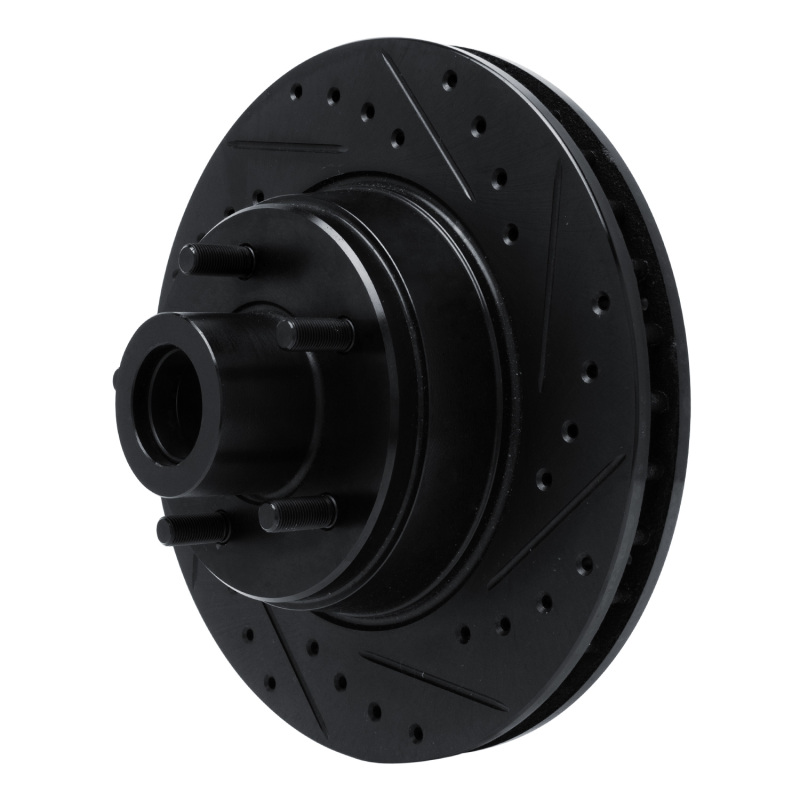 Picture of R1 74-84 Chrysler Imperial Front Right Drilled & Slotted Black Brake Rotor