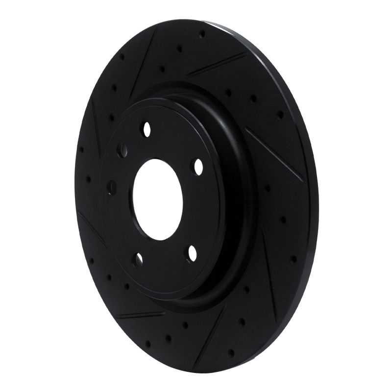 Picture of R1 17-25 Chrysler Grand Caravan Rear Left Drilled & Slotted Black Brake Rotor