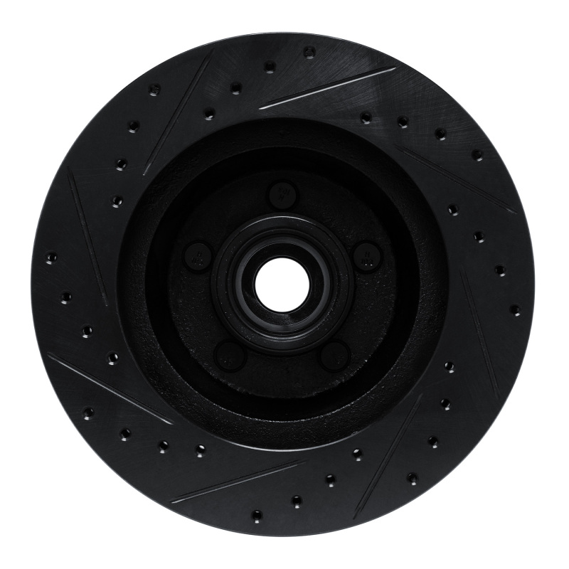 Picture of R1 74-84 Chrysler Imperial Front Right Drilled & Slotted Black Brake Rotor