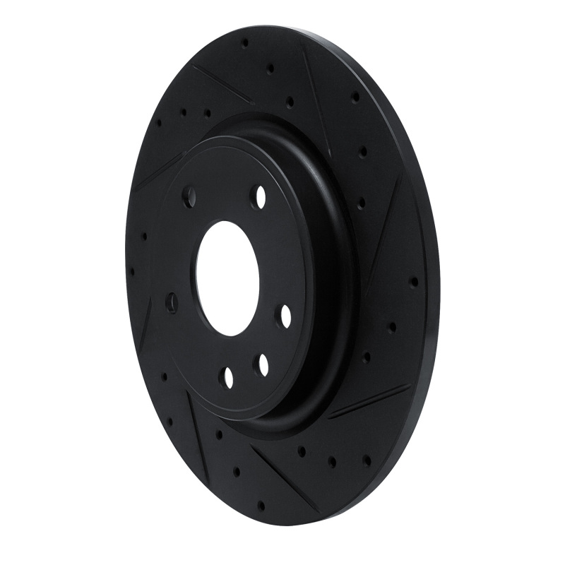 Picture of R1 17-25 Chrysler Voyager Rear Right Drilled & Slotted Black Brake Rotor