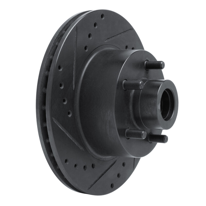 Picture of R1 70-72 Dodge Challenger Front Left Drilled & Slotted Black Brake Rotor