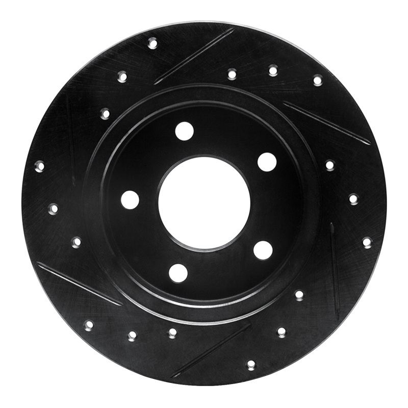 Picture of R1 88-92 Dodge Monaco Rear Right Drilled & Slotted Black Brake Rotor
