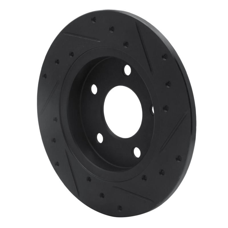 Picture of R1 88-92 Dodge Monaco Rear Left Drilled & Slotted Black Brake Rotor