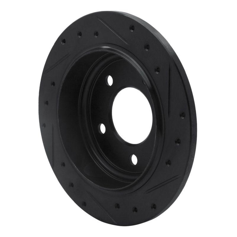 Picture of R1 93-04 Chrysler 300M Rear Left Drilled & Slotted Black Brake Rotor
