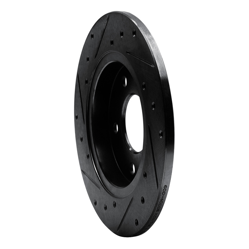 Picture of R1 88-92 Dodge Monaco Rear Right Drilled & Slotted Black Brake Rotor