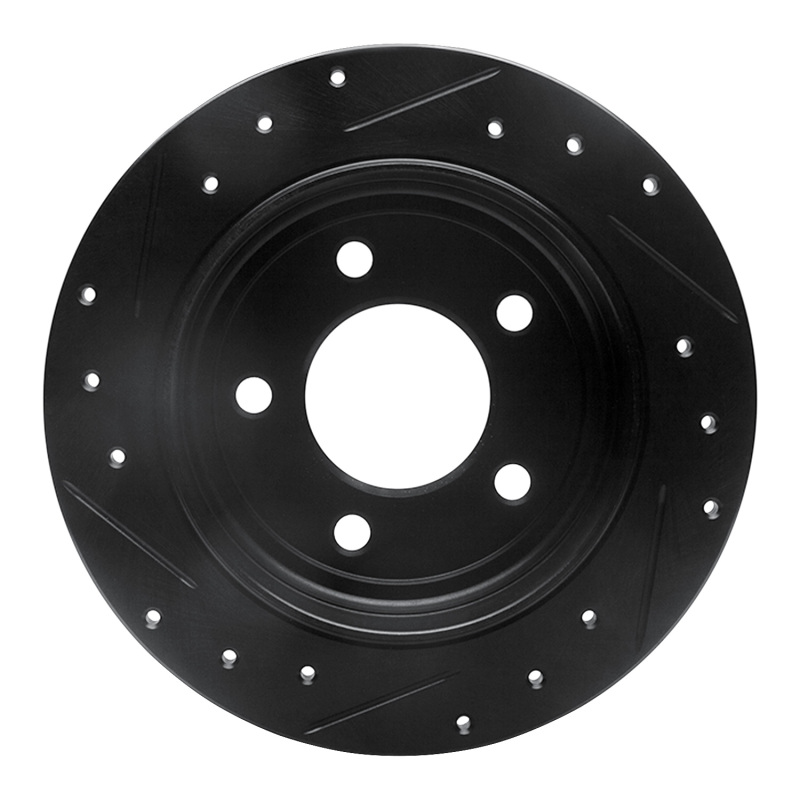 Picture of R1 93-04 Chrysler LHS Rear Right Drilled & Slotted Black Brake Rotor