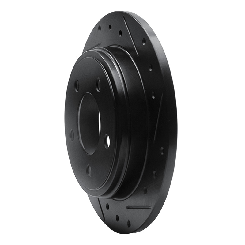 Picture of R1 93-04 Chrysler LHS Rear Right Drilled & Slotted Black Brake Rotor