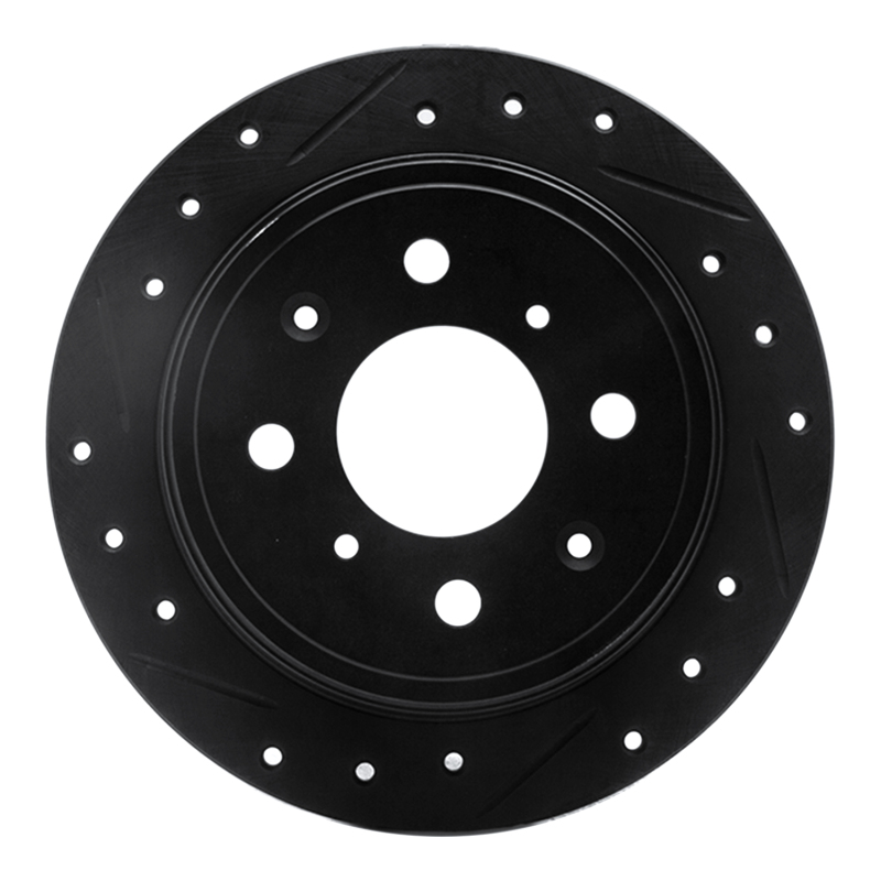 Picture of R1 98-00 Chrysler LHS Front Left Drilled & Slotted Black Brake Rotor
