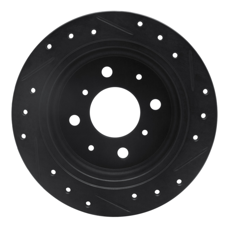 Picture of R1 98-00 Chrysler LHS Front Left Drilled & Slotted Black Brake Rotor